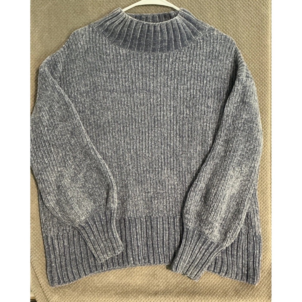 Cynthia Rowley Women's‎ Medium Blue Chenille Knit Pullover Sweater Soft Cozy
